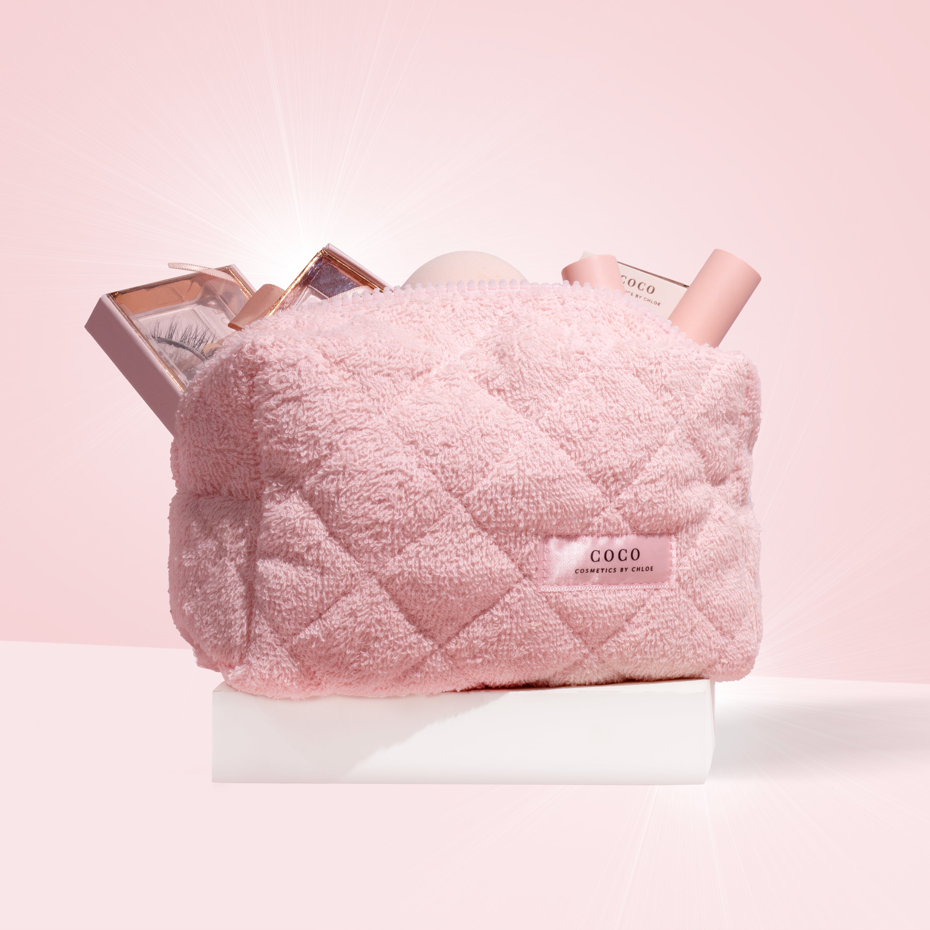 Pink Towelling Cosmetic Bag